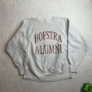Vintage champion reverse weave men's‎ grey Hofstra alumni crew neck sweatshirt L
